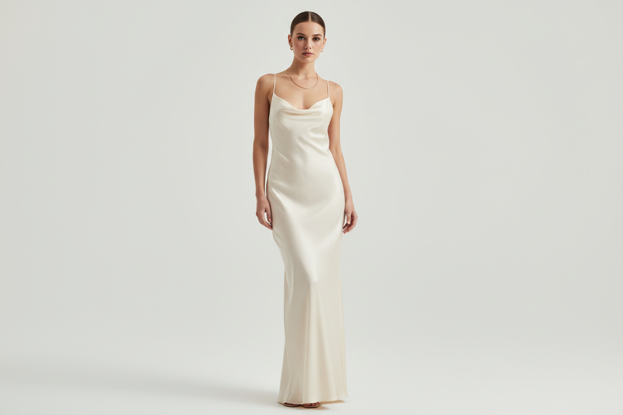 Donna elegante con abito sottoveste